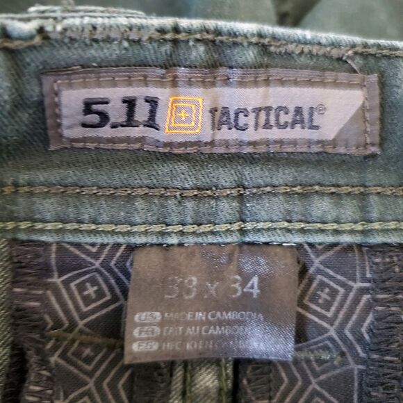 5.11 Tactical Green Pants Mens Size 38 X 34 Straight Leg Pockets Stretch - Picture 10 of 12